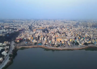 Aerial View of Madiwala Lake and Bangalore Cityscape in India