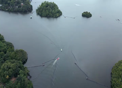 Aerial View of Madu Ganga Mangrove Lagoon and Islands Sri Lanka