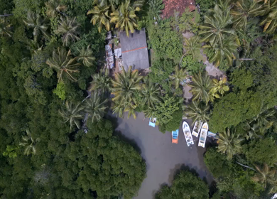 Aerial View of Madu Ganga Mangrove Lagoon and Islands Sri Lanka
