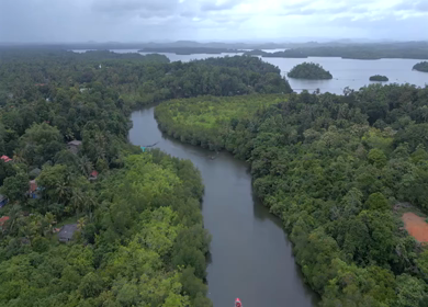 Aerial View of Madu Ganga Mangrove Lagoon and Islands Sri Lanka