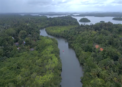 Aerial View of Madu Ganga Mangrove Lagoon and Islands Sri Lanka