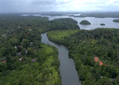 Aerial View of Madu Ganga Mangrove Lagoon and Islands Sri Lanka