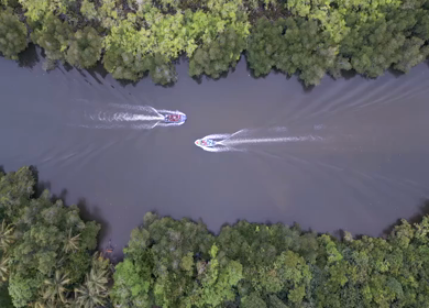 Aerial View of Madu Ganga Mangrove Lagoon and Islands Sri Lanka