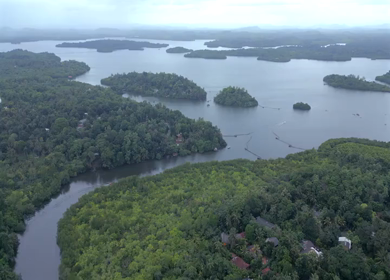 Aerial View of Madu Ganga Mangrove Lagoon and Islands Sri Lanka