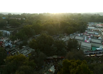 Aerial View of Maha Kumbh Mela 2025 and Pilgrim Gathering, Prayagraj, India