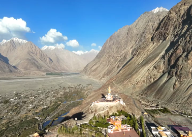 Aerial View of Maitreya Buddha Statue in Nubra Valley Ladakh India