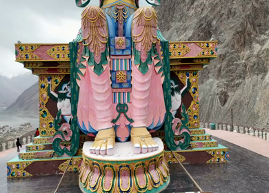 Aerial View of Maitreya Buddha Statue in Nubra Valley Ladakh India