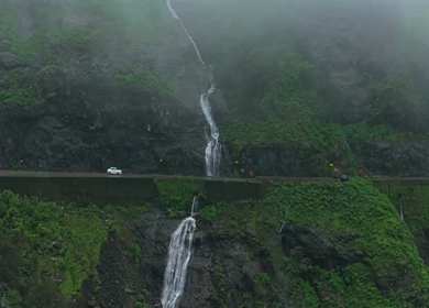 Aerial View of Malshej Ghat Road and Waterfalls Maharashtra India