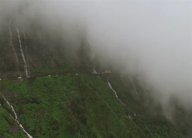 Aerial View of Malshej Ghat Road and Waterfalls Maharashtra India