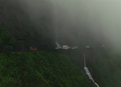 Aerial View of Malshej Ghat Road and Waterfalls Maharashtra India