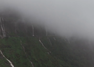 Aerial View of Malshej Ghat Road and Waterfalls Maharashtra India