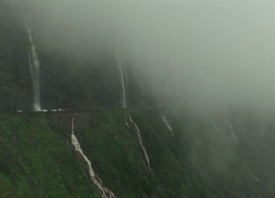 Aerial View of Malshej Ghat Road and Waterfalls Maharashtra India