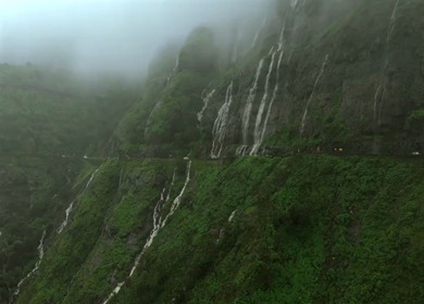 Aerial View of Malshej Ghat Road and Waterfalls Maharashtra India