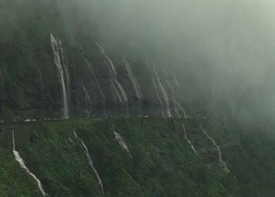 Aerial View of Malshej Ghat Road and Waterfalls Maharashtra India