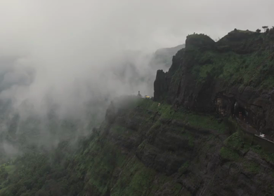 Aerial View of Malshej Ghat Road and Waterfalls Maharashtra India