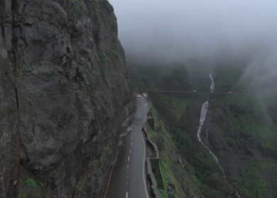 Aerial View of Malshej Ghat Road and Waterfalls Maharashtra India