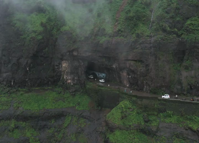 Aerial View of Malshej Ghat Road and Waterfalls Maharashtra India