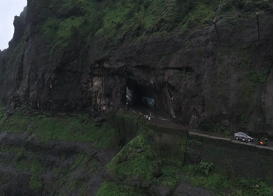 Aerial View of Malshej Ghat Road and Waterfalls Maharashtra India