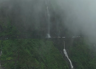 Aerial View of Malshej Ghat Road and Waterfalls Maharashtra India