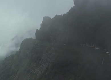 Aerial View of Malshej Ghat Road and Waterfalls Maharashtra India