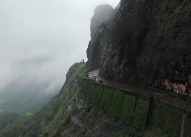 Aerial View of Malshej Ghat Road and Waterfalls Maharashtra India