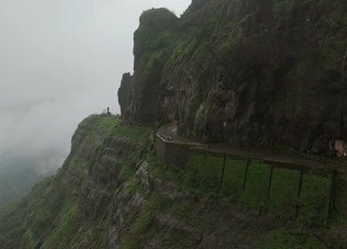 Aerial View of Malshej Ghat Road and Waterfalls Maharashtra India
