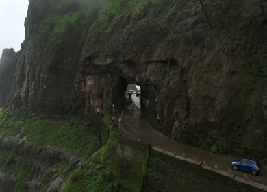 Aerial View of Malshej Ghat Road and Waterfalls Maharashtra India