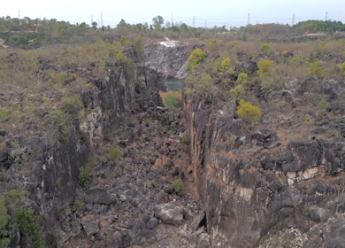 Aerial View of Marble Rocks at Bhedaghat, Jabalpur, Madhya Pradesh