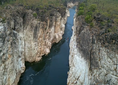 Aerial View of Marble Rocks at Bhedaghat, Jabalpur, Madhya Pradesh