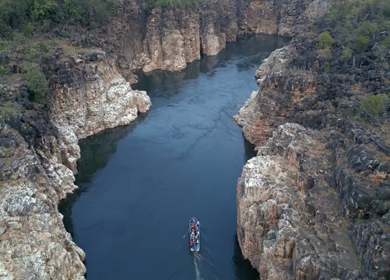Aerial View of Marble Rocks at Bhedaghat, Jabalpur, Madhya Pradesh