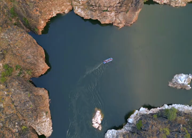 Aerial View of Marble Rocks at Bhedaghat, Jabalpur, Madhya Pradesh