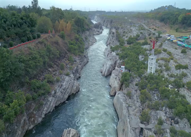 Aerial View of Marble Rocks at Bhedaghat, Jabalpur, Madhya Pradesh