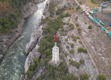 Aerial View of Marble Rocks at Bhedaghat, Jabalpur, Madhya Pradesh