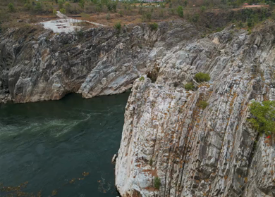 Aerial View of Marble Rocks at Bhedaghat, Jabalpur, Madhya Pradesh