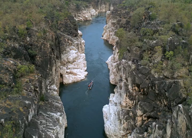 Aerial View of Marble Rocks at Bhedaghat, Jabalpur, Madhya Pradesh