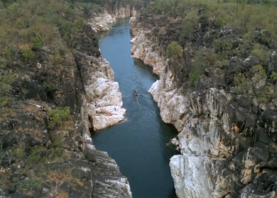 Aerial View of Marble Rocks at Bhedaghat, Jabalpur, Madhya Pradesh