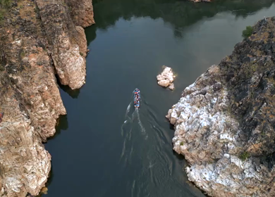 Aerial View of Marble Rocks at Bhedaghat, Jabalpur, Madhya Pradesh