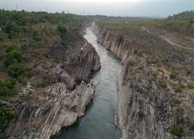 Aerial View of Marble Rocks at Bhedaghat, Jabalpur, Madhya Pradesh