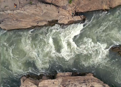 Aerial View of Marble Rocks at Bhedaghat, Jabalpur, Madhya Pradesh