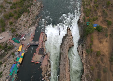 Aerial View of Marble Rocks at Bhedaghat, Jabalpur, Madhya Pradesh