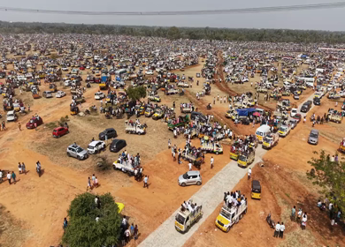 17th January 2026 : Aerial View of Massive Crowd at Siravayal Manjuvirattu Festival Tamil Nadu India