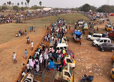 17th January 2026 : Aerial View of Massive Crowd at Siravayal Manjuvirattu Festival Tamil Nadu India
