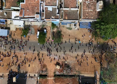 10th April 2026 : Aerial View of Massive Political Rally Crowd in Karaikudi Tamil Nadu India