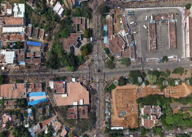 10th April 2026 : Aerial View of Massive Political Rally Crowd in Karaikudi Tamil Nadu India