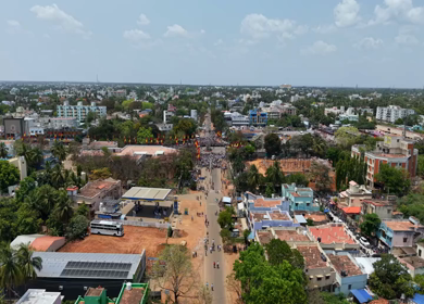 10th April 2026 : Aerial View of Massive Political Rally Crowd in Karaikudi Tamil Nadu India