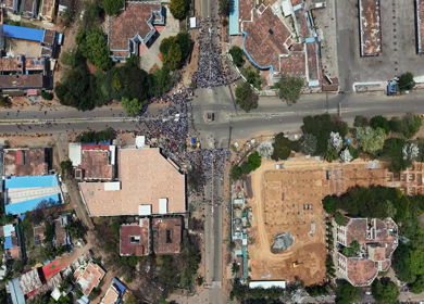 10th April 2026 : Aerial View of Massive Political Rally Crowd in Karaikudi Tamil Nadu India