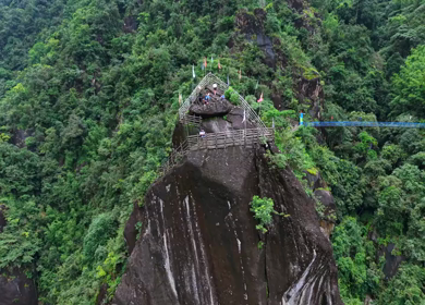 Aerial View of Mawryngkhang Bamboo Trek and Mountain Cliffs Meghalaya India
