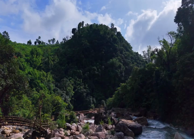 Aerial View of Mawryngkhang Bamboo Trek and Mountain Cliffs Meghalaya India