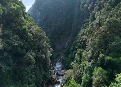 Aerial View of Mawryngkhang Bamboo Trek and Mountain Cliffs Meghalaya India