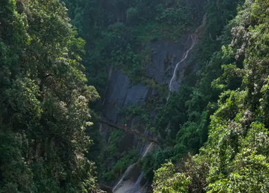 Aerial View of Mawryngkhang Bamboo Trek and Mountain Cliffs Meghalaya India